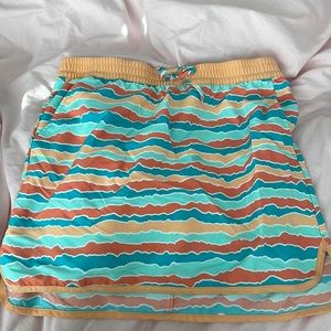 Girls Columbia Omni-Shade Skort Orange Blue Stripes